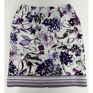 Womens B.Moss Tailor Skirt Size 6 White Purple Floral
